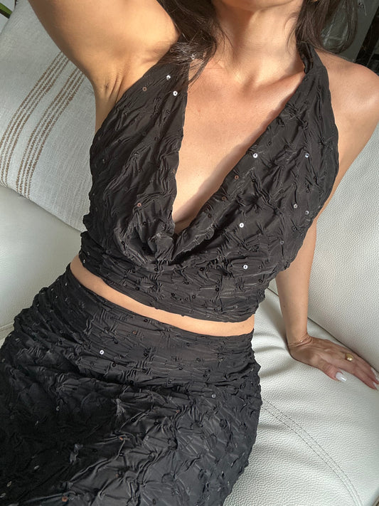 MELROSE WRAP TOP - ROSELIA SEQUIN