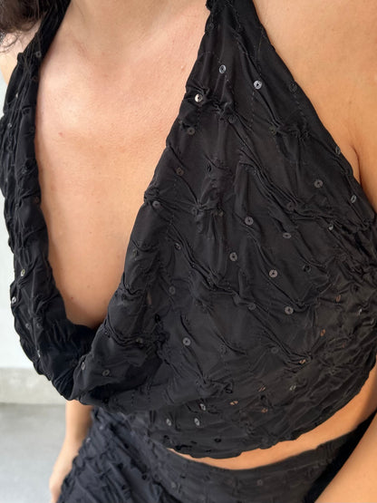 MELROSE WRAP TOP - ROSELIA SEQUIN