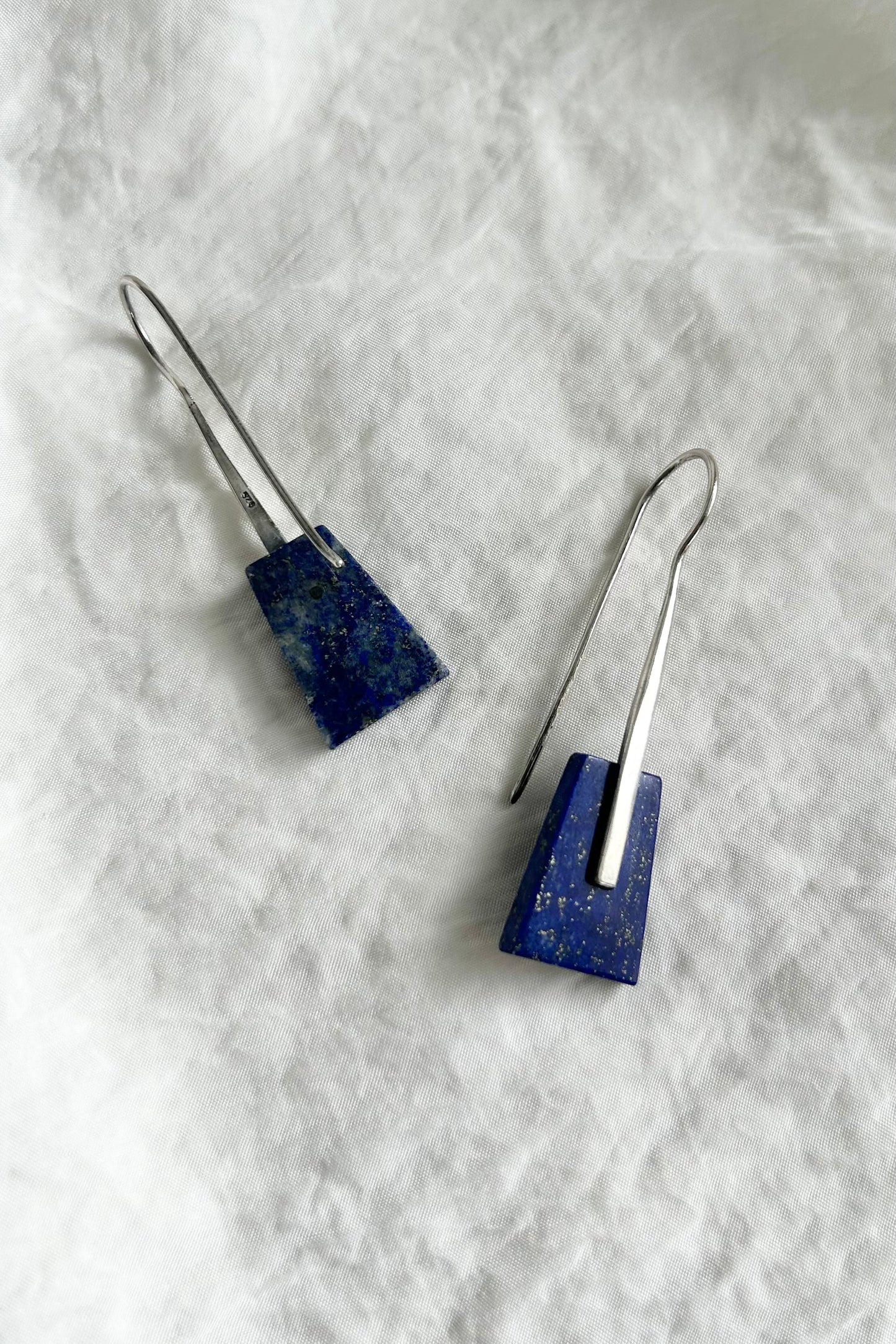Vintage Lapis and Sterling Silver Drop Earring