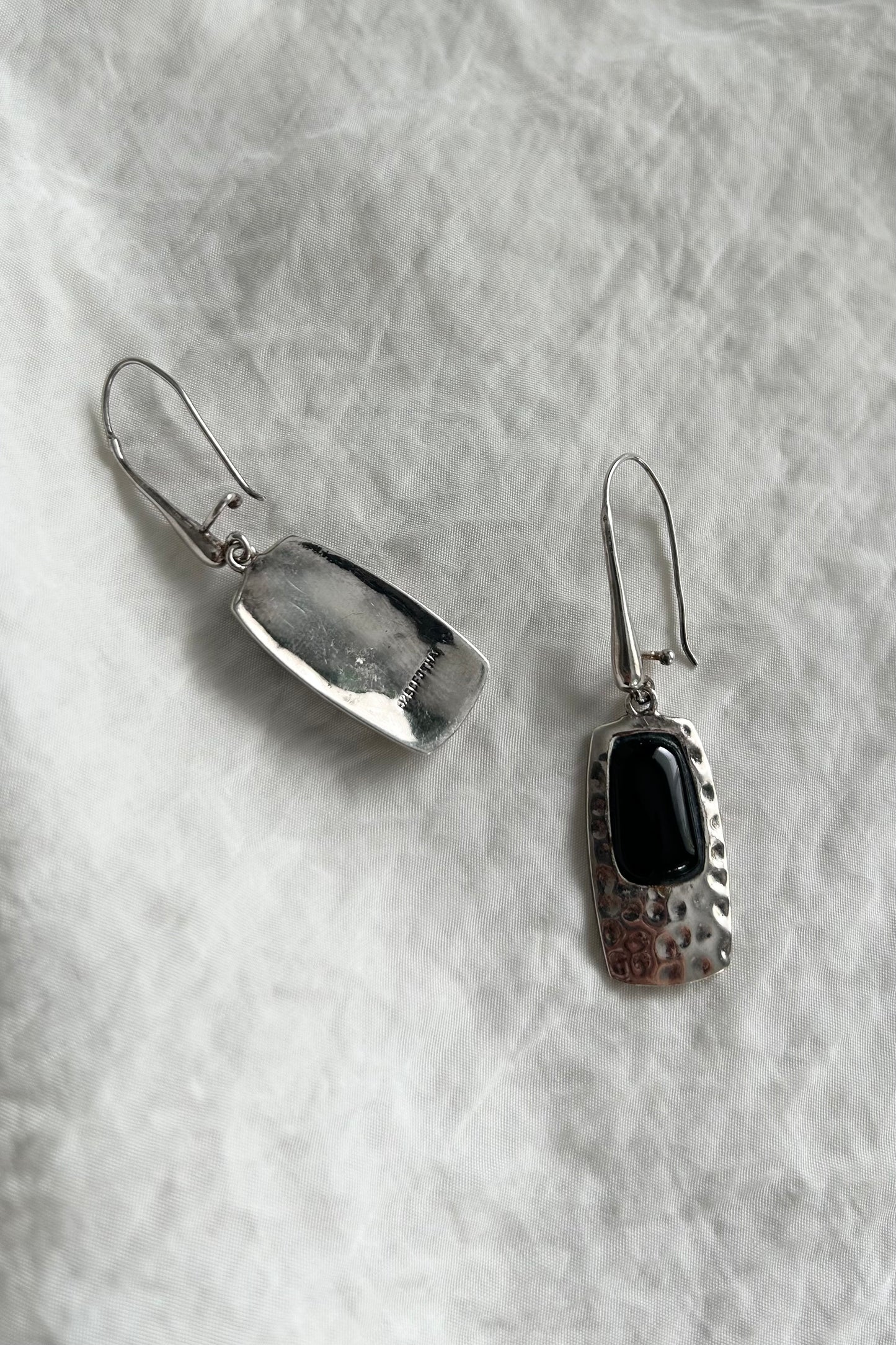 Vintage Onyx and Sterling Silver Earring
