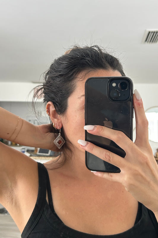 Vintage Amber and Sterling Silver Earring