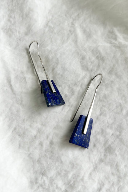 Vintage Lapis and Sterling Silver Drop Earring