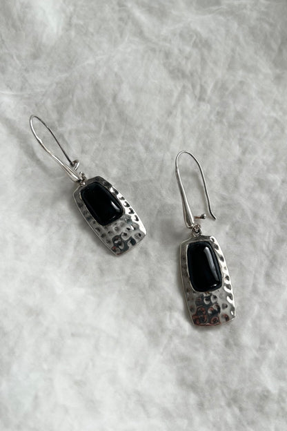 Vintage Onyx and Sterling Silver Earring